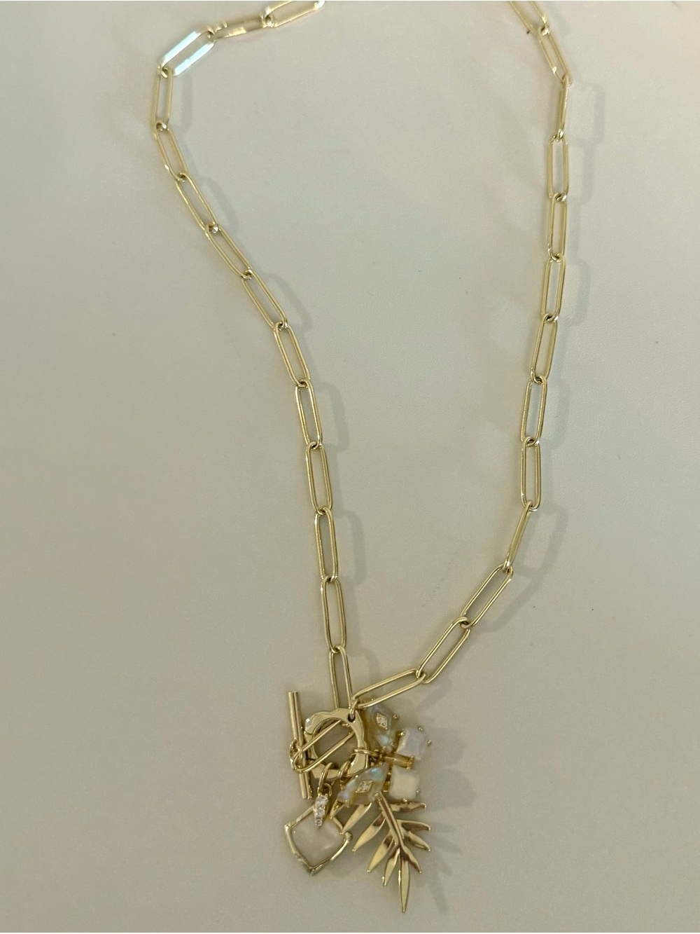 Kendra Scott Gold Chain Charm Necklace with White Butterfly Stone Accents